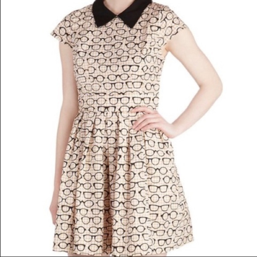 Modcloth Fervour Retro Eye Glasses Novelty Dress
